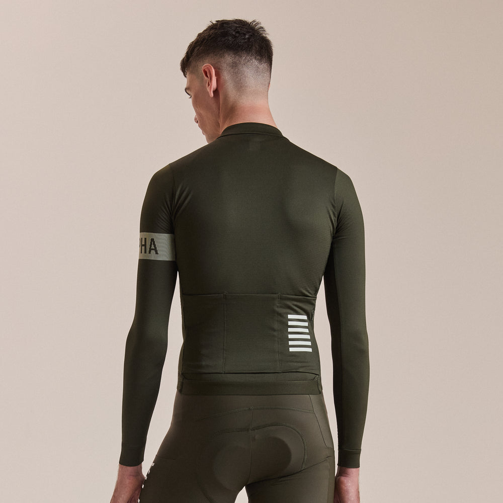 Rapha Men's Pro Team Long Sleeve Midweight Jersey II (Bottle Green/White) - Dragonspine Cycling