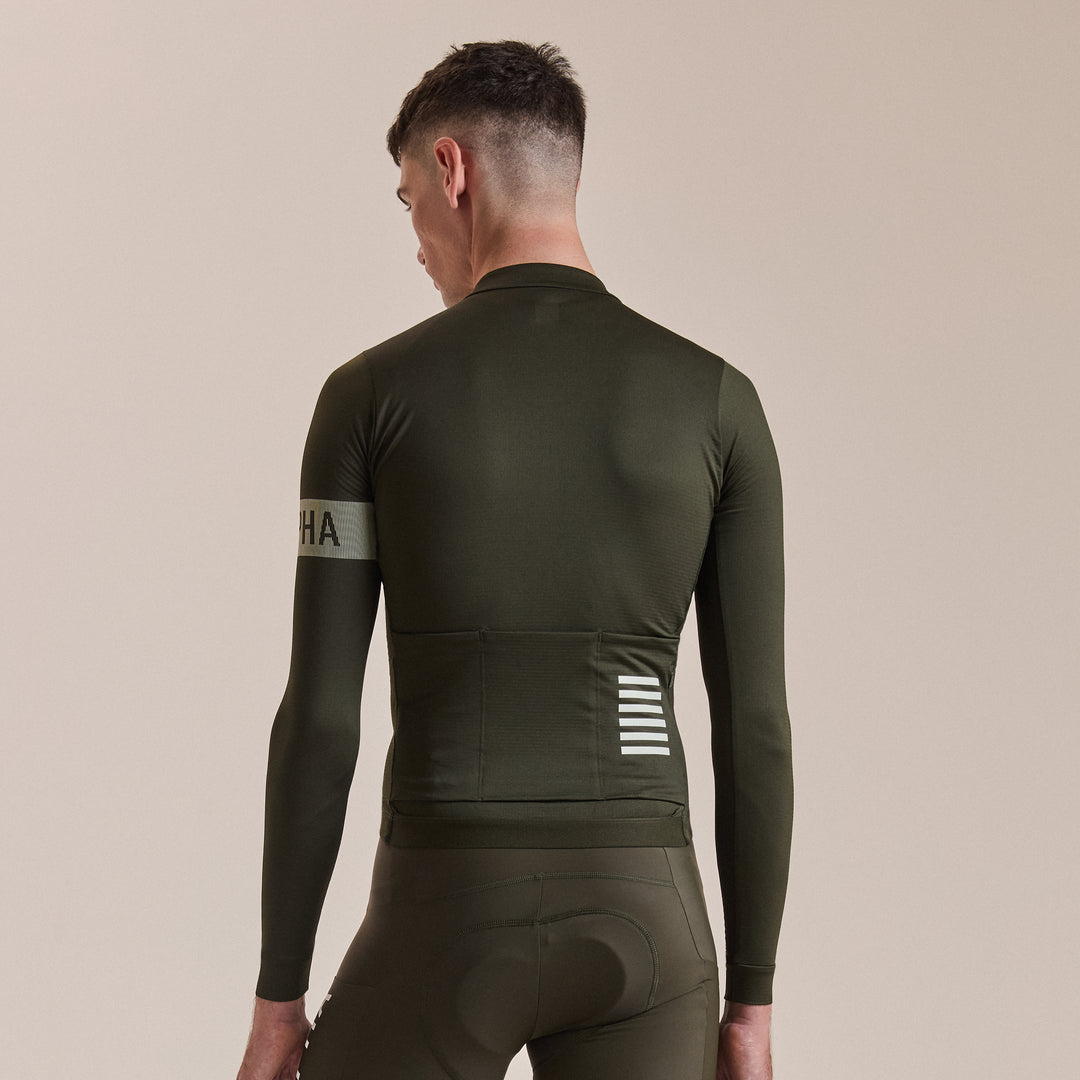 Rapha Men's Pro Team Long Sleeve Midweight Jersey II (Bottle Green/White) - Dragonspine Cycling