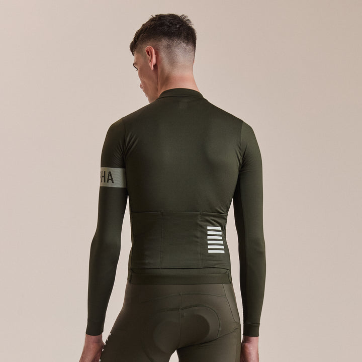 Rapha Men's Pro Team Long Sleeve Midweight Jersey II (Bottle Green/White) - Dragonspine Cycling