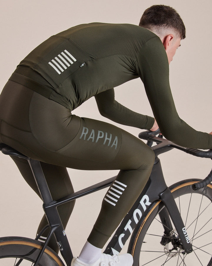 Rapha Men's Pro Team Long Sleeve Midweight Jersey II (Bottle Green/White) - Dragonspine Cycling