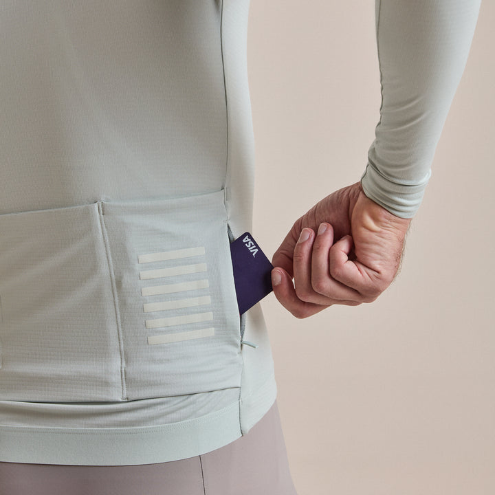 Rapha Men's Pro Team Long Sleeve Midweight Jersey II (Grey/White) - Dragonspine Cycling
