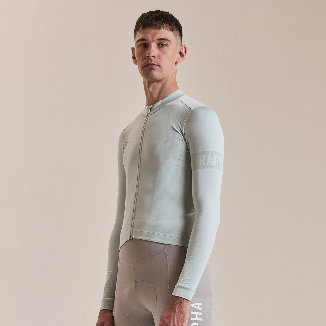 Rapha Men's Pro Team Long Sleeve Midweight Jersey II (Grey/White) - Dragonspine Cycling