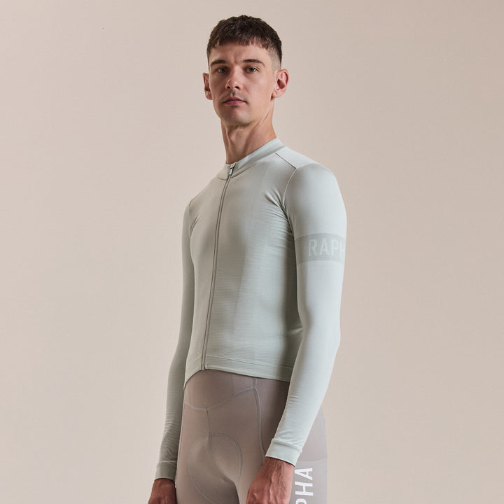 Rapha Men's Pro Team Long Sleeve Midweight Jersey II (Grey/White) - Dragonspine Cycling