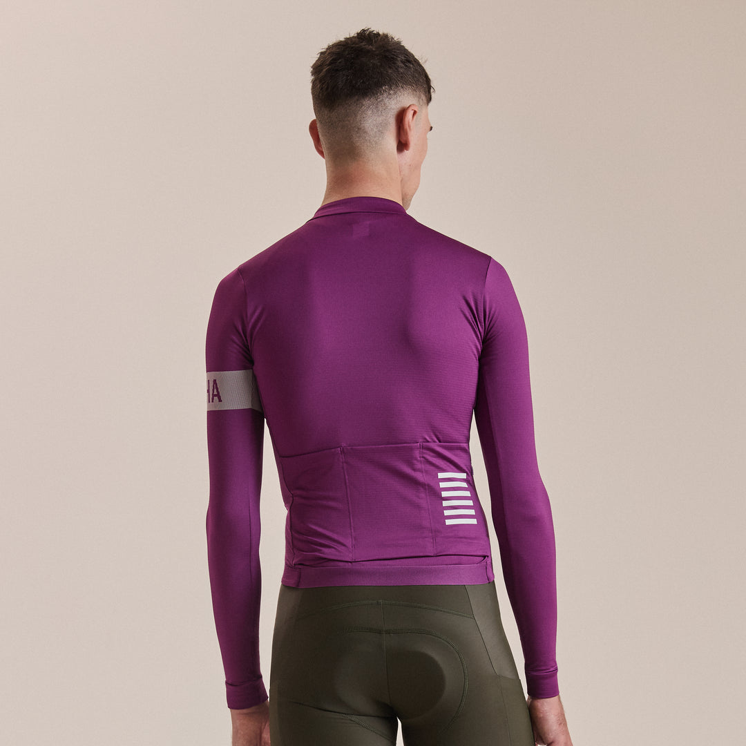 Rapha Men's Pro Team Long Sleeve Midweight Jersey II (Deep Magenta/White) - Dragonspine Cycling