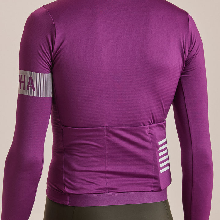 Rapha Men's Pro Team Long Sleeve Midweight Jersey II (Deep Magenta/White) - Dragonspine Cycling