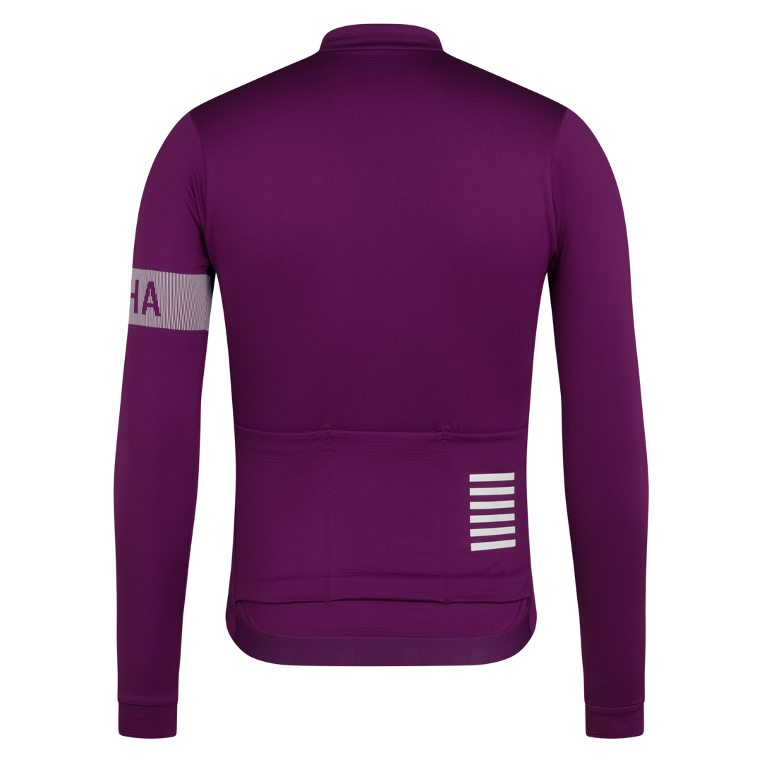 Rapha Men's Pro Team Long Sleeve Midweight Jersey II (Deep Magenta/White) - Dragonspine Cycling