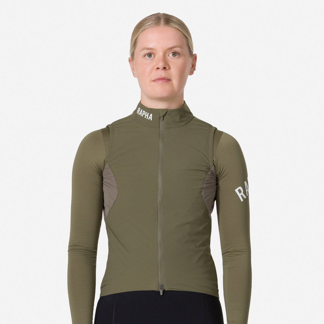 Rapha Women's Pro Team Insulated Gilet (Moss Green/White) - Dragonspine Cycling