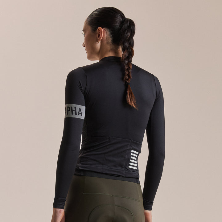 Rapha Women's Pro Team Long Sleeve Midweight Jersey II (Black/White) - Dragonspine Cycling