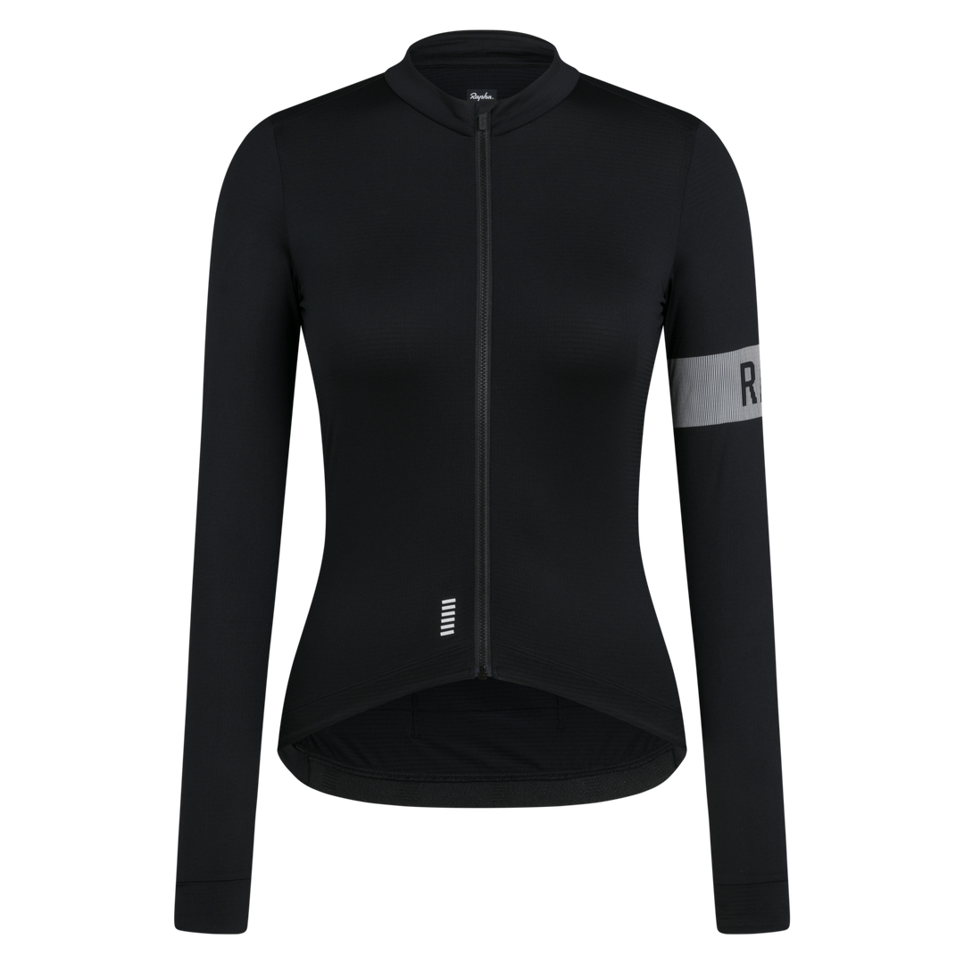 Rapha Women's Pro Team Long Sleeve Midweight Jersey II (Black/White) - Dragonspine Cycling