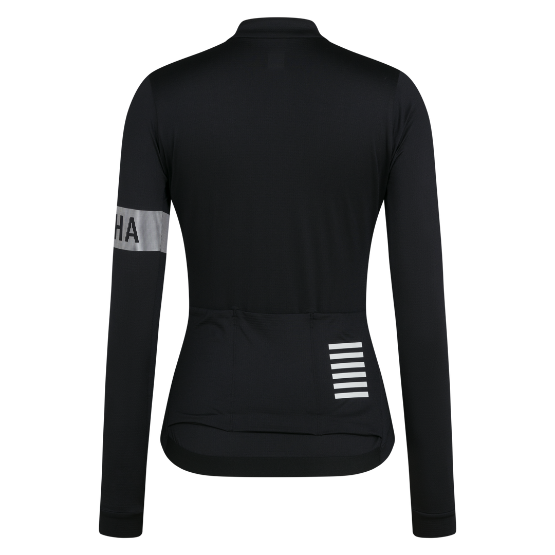 Rapha Women's Pro Team Long Sleeve Midweight Jersey II (Black/White) - Dragonspine Cycling