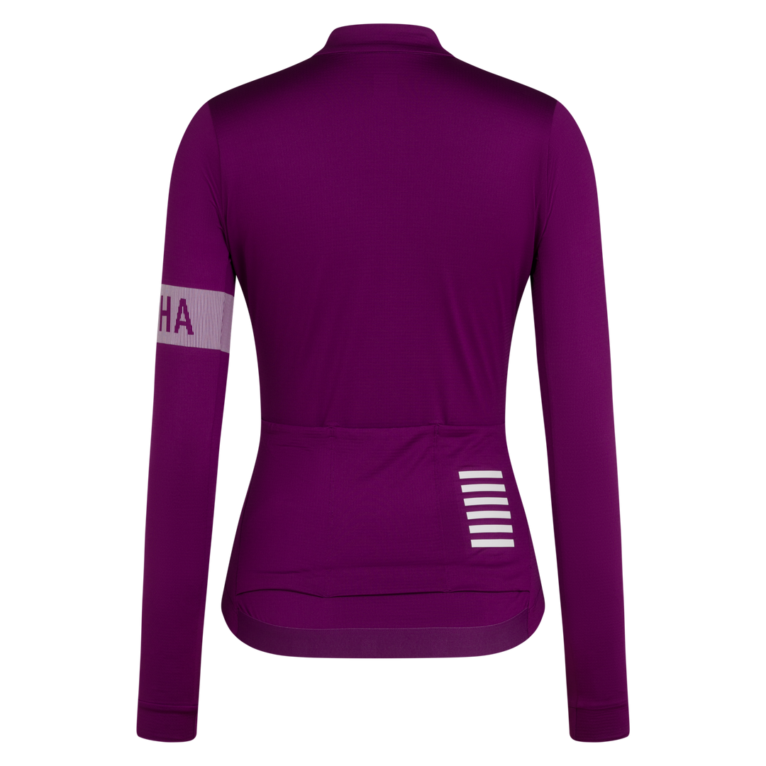 Rapha Women's Pro Team Long Sleeve Midweight Jersey II (Deep Magenta/White) - Dragonspine Cycling