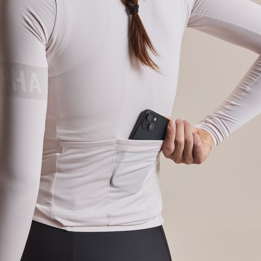 Rapha Women's Pro Team Long Sleeve Midweight Jersey II (Blush/White) - Dragonspine Cycling