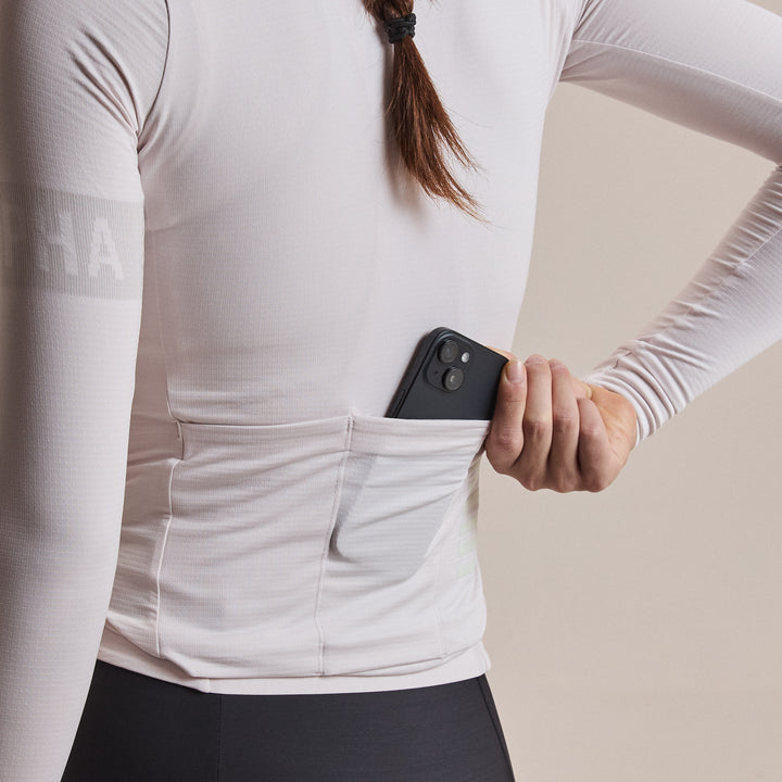 Rapha Women's Pro Team Long Sleeve Midweight Jersey II (Blush/White) - Dragonspine Cycling