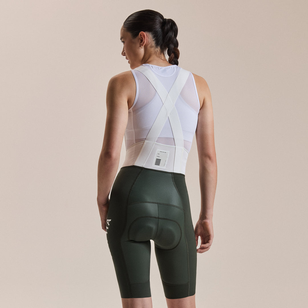 Rapha Women's Pro Team Bib Shorts III - Long (Bottle Green/White) - Dragonspine Cycling