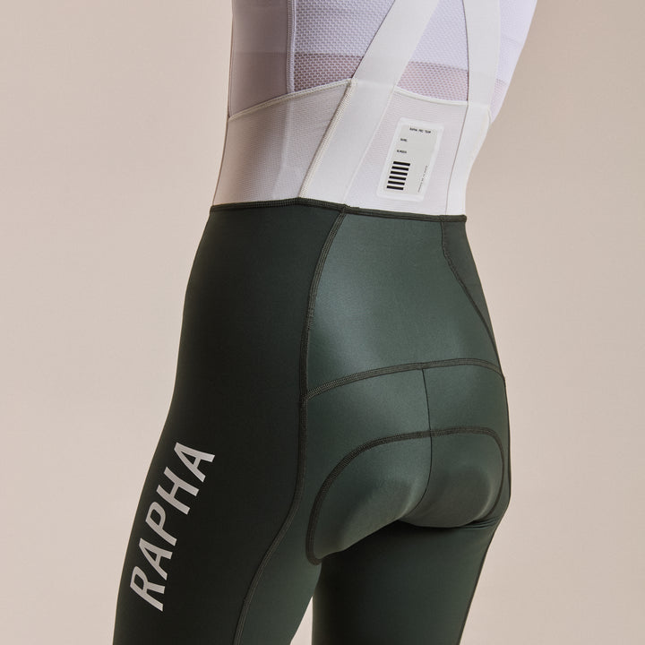 Rapha Women's Pro Team Bib Shorts III - Long (Bottle Green/White) - Dragonspine Cycling