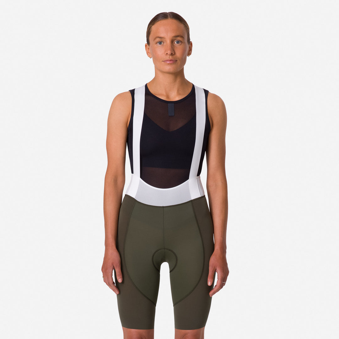 Rapha Women's Pro Team Bib Shorts III - Long (Green/White) - Dragonspine Cycling