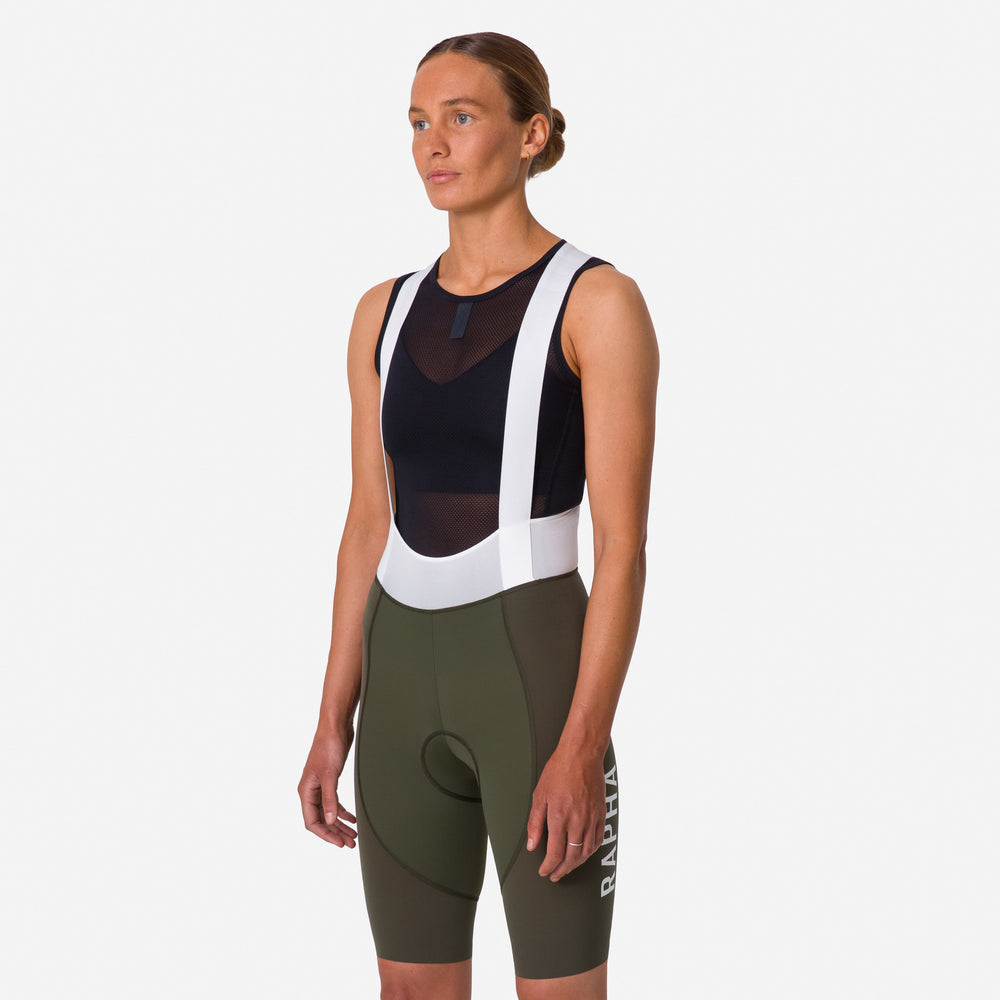 Rapha Women's Pro Team Bib Shorts III - Long (Green/White) - Dragonspine Cycling
