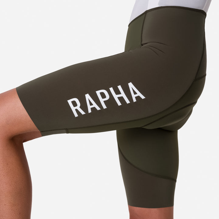 Rapha Women's Pro Team Bib Shorts III - Long (Green/White) - Dragonspine Cycling