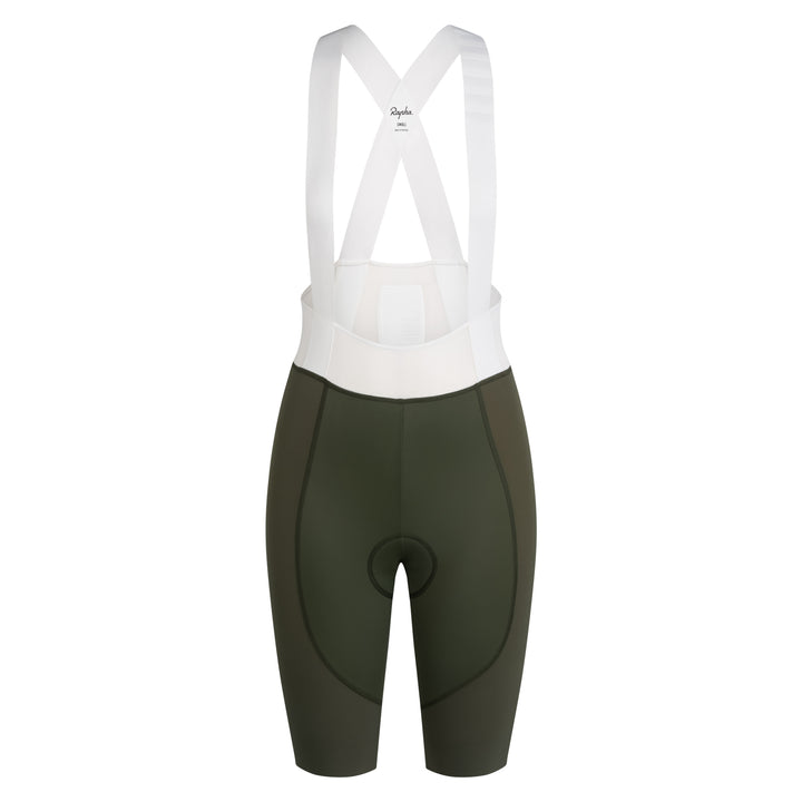 Rapha Women's Pro Team Bib Shorts III - Long (Green/White) - Dragonspine Cycling