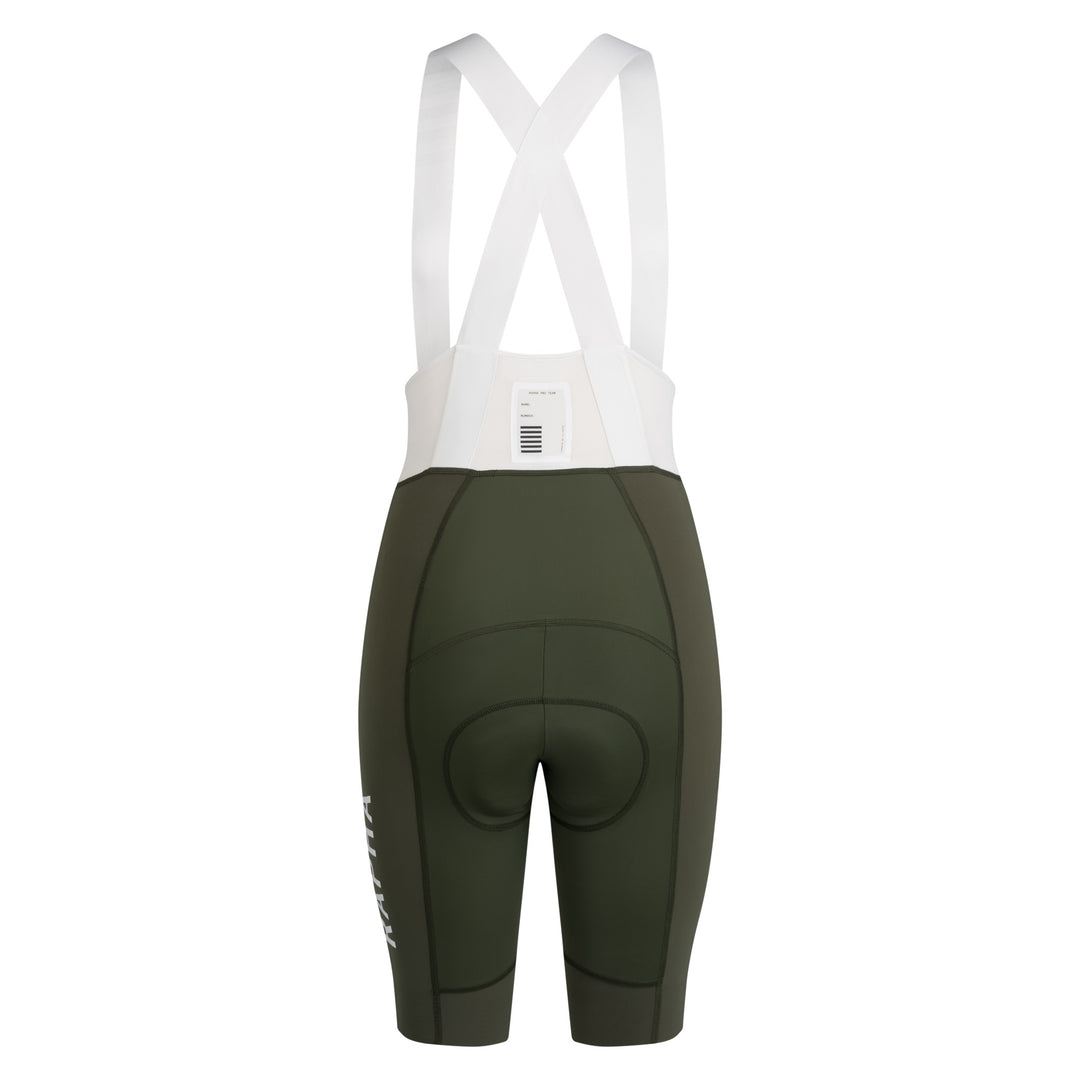 Rapha Women's Pro Team Bib Shorts III - Long (Green/White) - Dragonspine Cycling