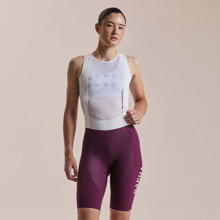 Rapha Women's Pro Team Bib Shorts III - Long (Plum/White) - Dragonspine Cycling