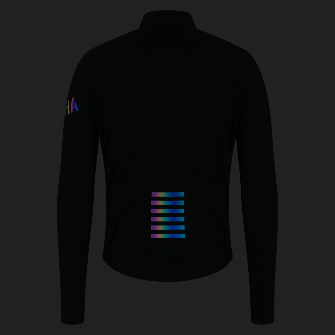 Rapha Men's Pro Team Long Sleeve Shadow Jersey (Black/Rainbow Reflective) - Dragonspine Cycling