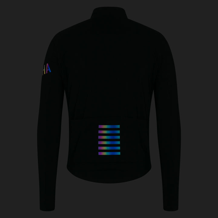 Rapha Men's Pro Team Long Sleeve Shadow Jersey (Black/Rainbow Reflective) - Dragonspine Cycling