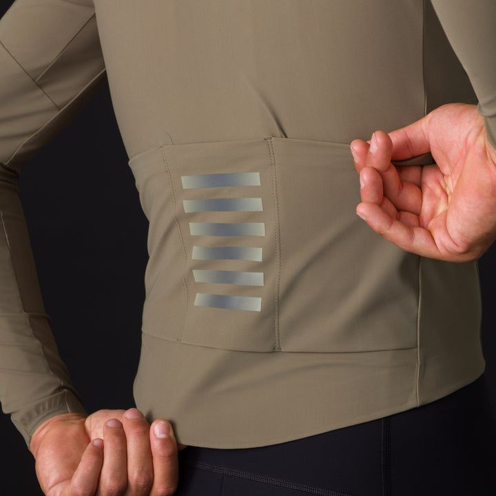 Rapha Men's Pro Team Long Sleeve Shadow Jersey (Moss Green/Khaki Reflective) - Dragonspine Cycling
