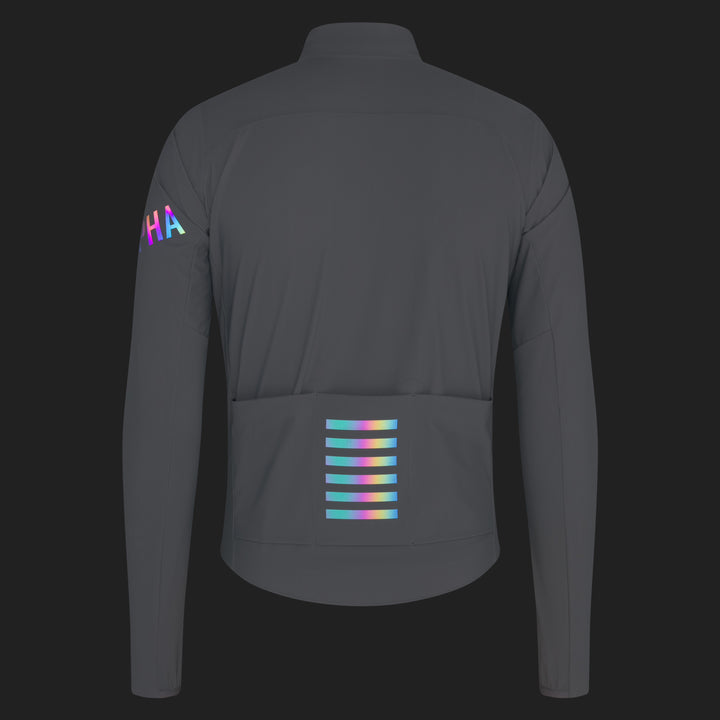 Rapha Men's Pro Team Long Sleeve Shadow Jersey (Smoky Silver/Rainbow Reflective) - Dragonspine Cycling