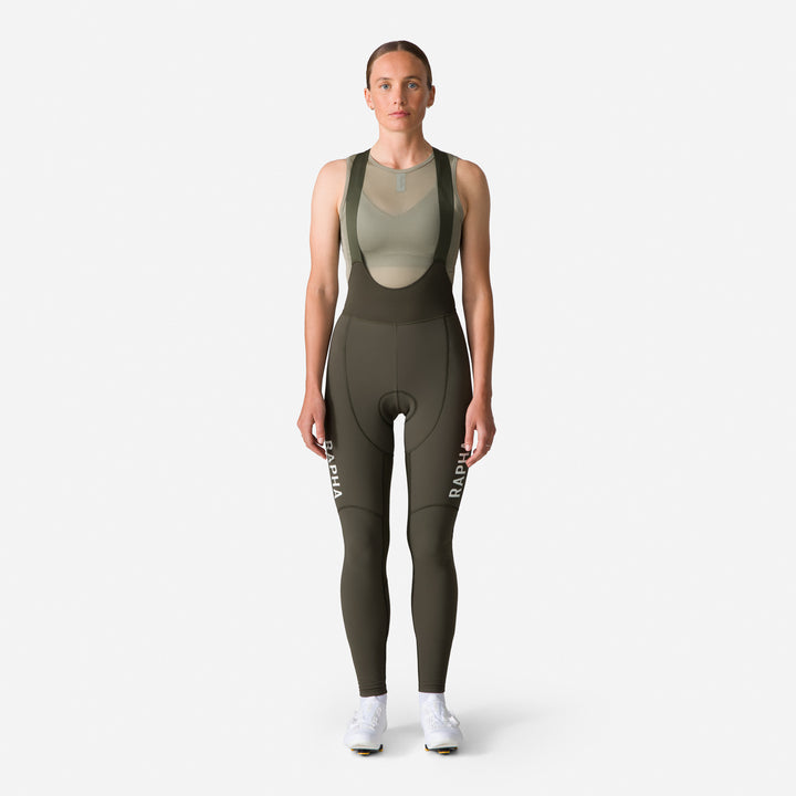 Rapha Women's Pro Team Winter Tights III (Dark Green/White) - Dragonspine Cycling