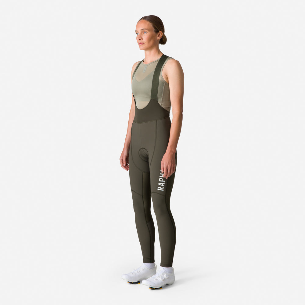 Rapha Women's Pro Team Winter Tights III (Dark Green/White) - Dragonspine Cycling
