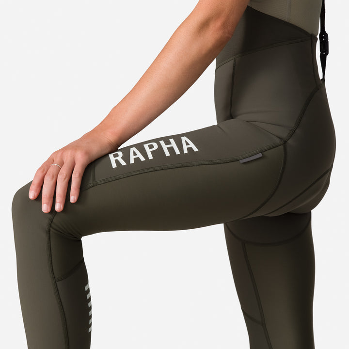 Rapha Women's Pro Team Winter Tights III (Dark Green/White) - Dragonspine Cycling