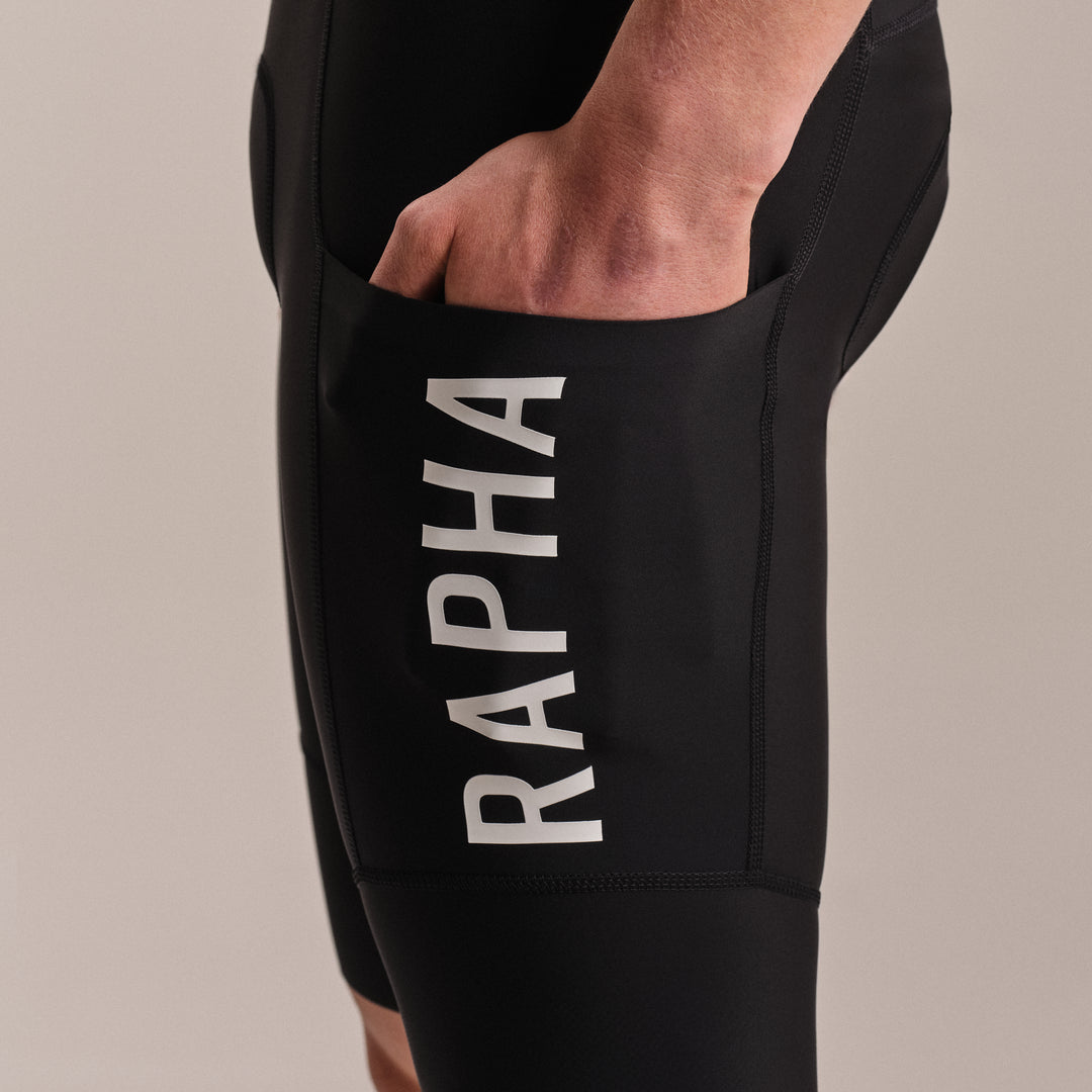 Rapha Men's Pro Team Cargo Bib Shorts - Regular (Black/White) - Dragonspine Cycling