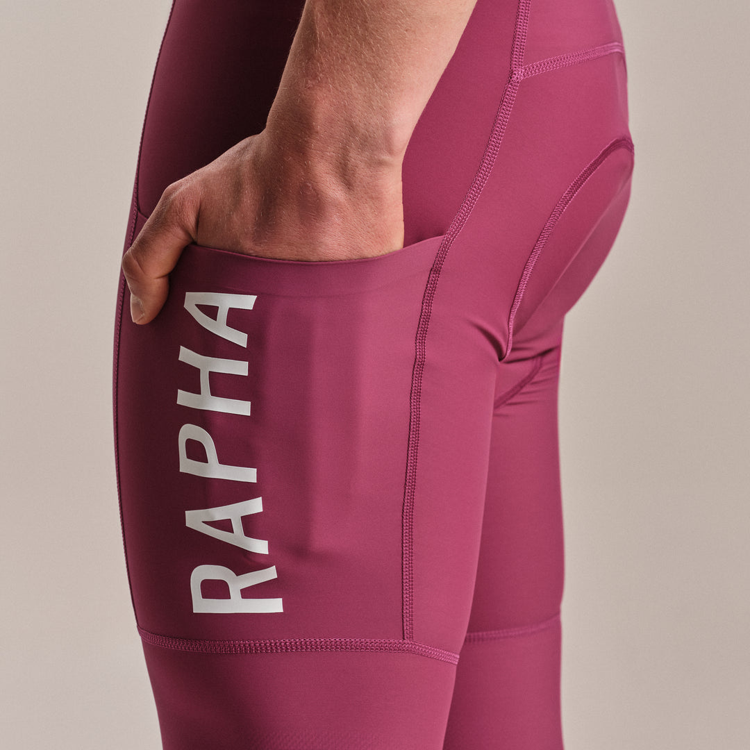 Rapha Men's Pro Team Cargo Bib Shorts - Regular (Raspberry/White) - Dragonspine Cycling