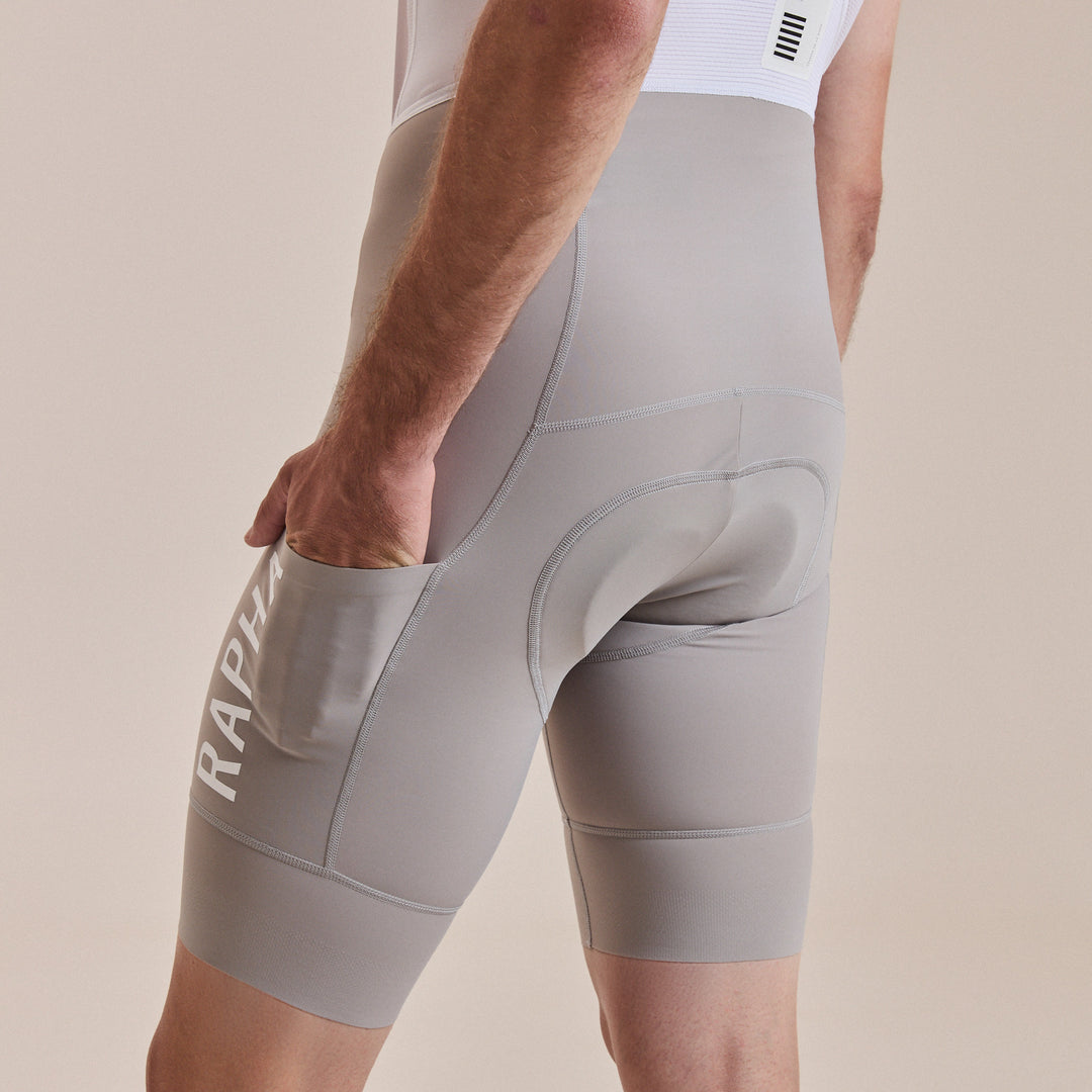 Rapha Men's Pro Team Cargo Bib Shorts - Regular (Smoky Silver/White) - Dragonspine Cycling