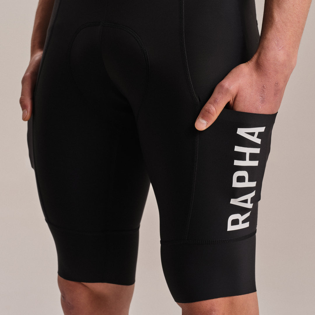 Rapha Men's Pro Team Cargo Bib Shorts - Long (Black/White) - Dragonspine Cycling