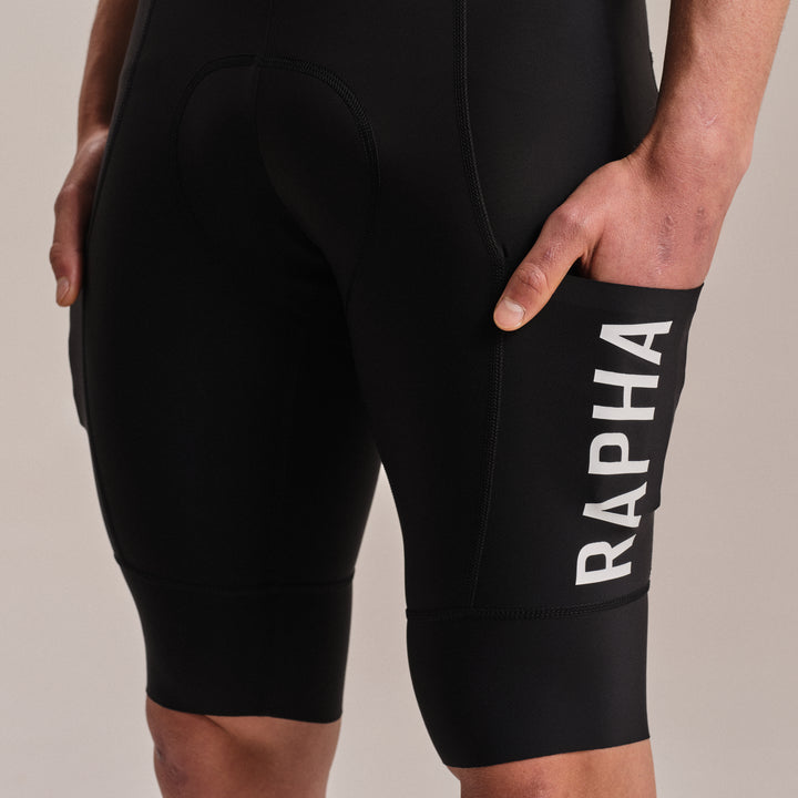 Rapha Men's Pro Team Cargo Bib Shorts - Long (Black/White) - Dragonspine Cycling
