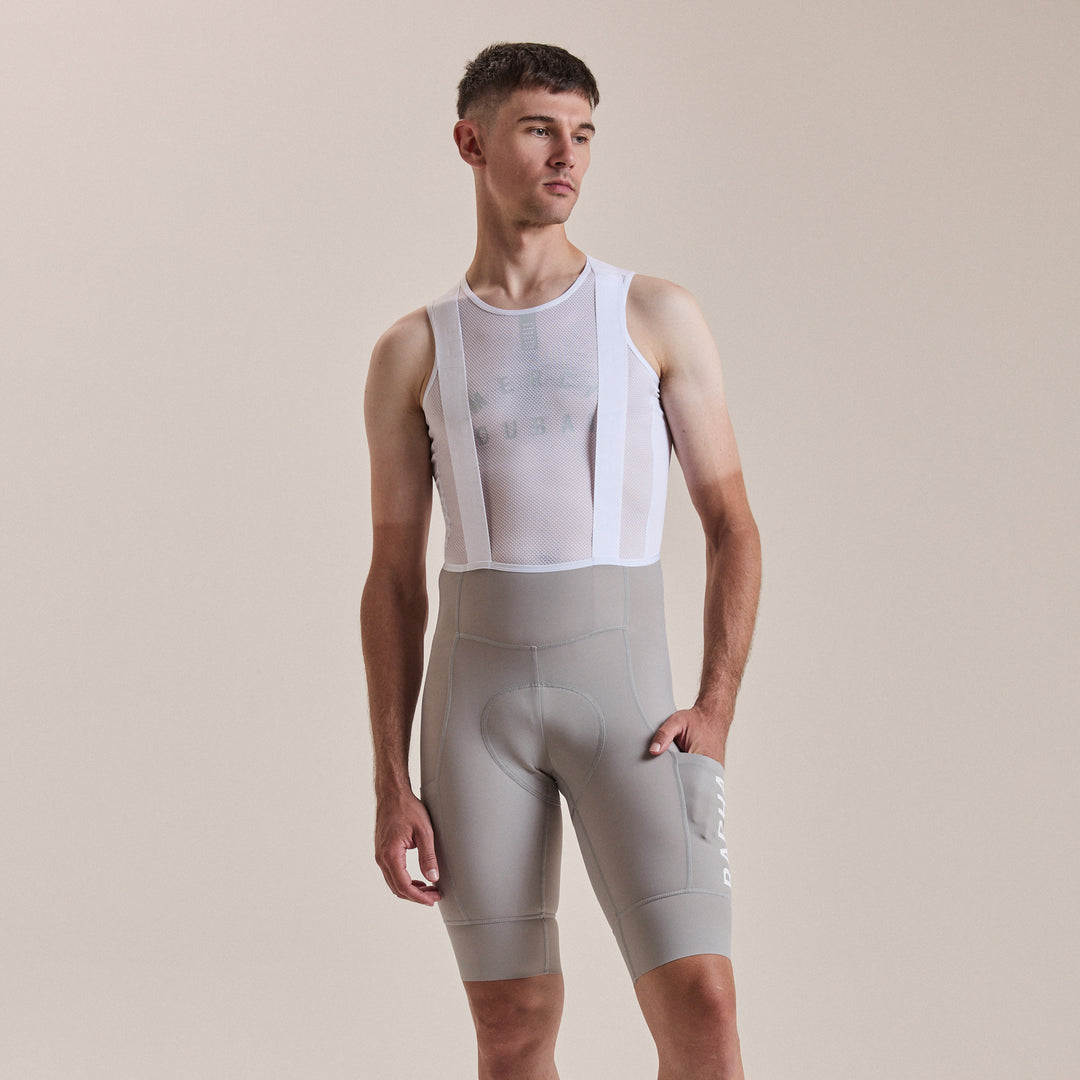 Rapha Men's Pro Team Cargo Bib Shorts - Long (Smoky Silver/White) - Dragonspine Cycling
