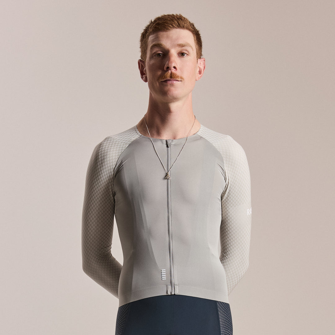 Rapha Men's Pro Team Long Sleeve Aero Jersey (Smoky Silver/White) - Dragonspine Cycling