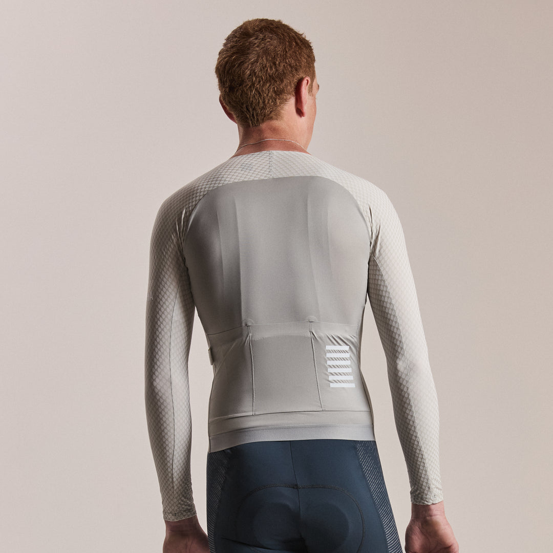 Rapha Men's Pro Team Long Sleeve Aero Jersey (Smoky Silver/White) - Dragonspine Cycling