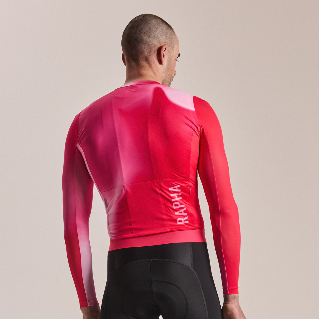Rapha Men's Pro Team Long Sleeve Lightweight Jersey III (Surface Print - Pink) - Dragonspine Cycling