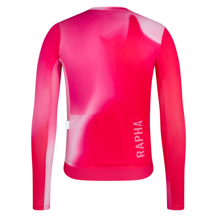 Rapha Men's Pro Team Long Sleeve Lightweight Jersey III (Surface Print - Pink) - Dragonspine Cycling