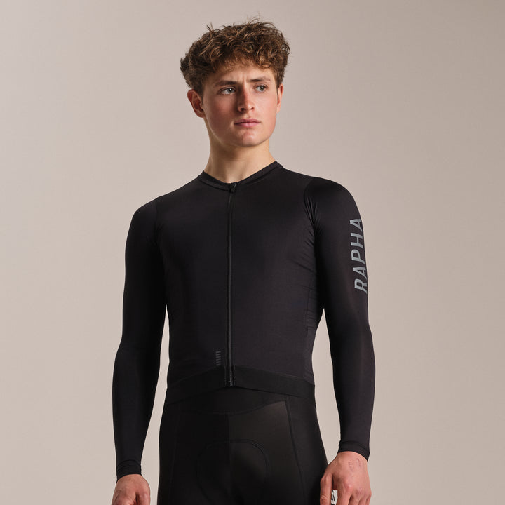 Rapha Men's Pro Team Long Sleeve Lightweight Jersey III (Black/Dark Grey) - Dragonspine Cycling