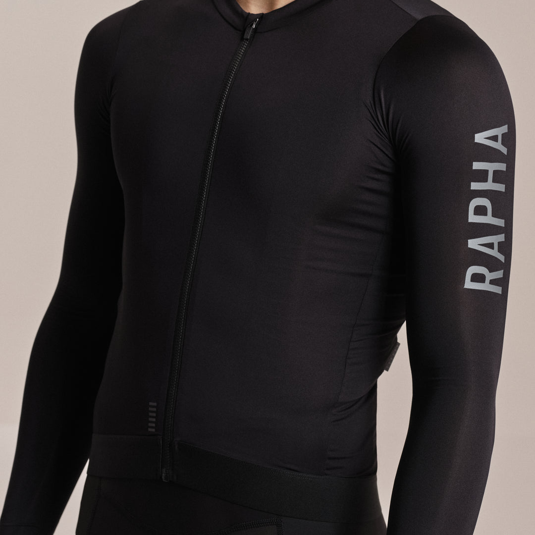 Rapha Men's Pro Team Long Sleeve Lightweight Jersey III (Black/Dark Grey) - Dragonspine Cycling