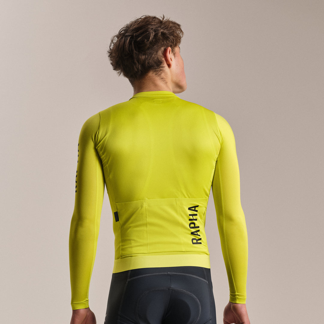 Rapha Men's Pro Team Long Sleeve Lightweight Jersey III (Chartreuse/Black) - Dragonspine Cycling