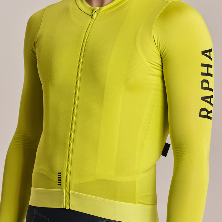 Rapha Men's Pro Team Long Sleeve Lightweight Jersey III (Chartreuse/Black) - Dragonspine Cycling