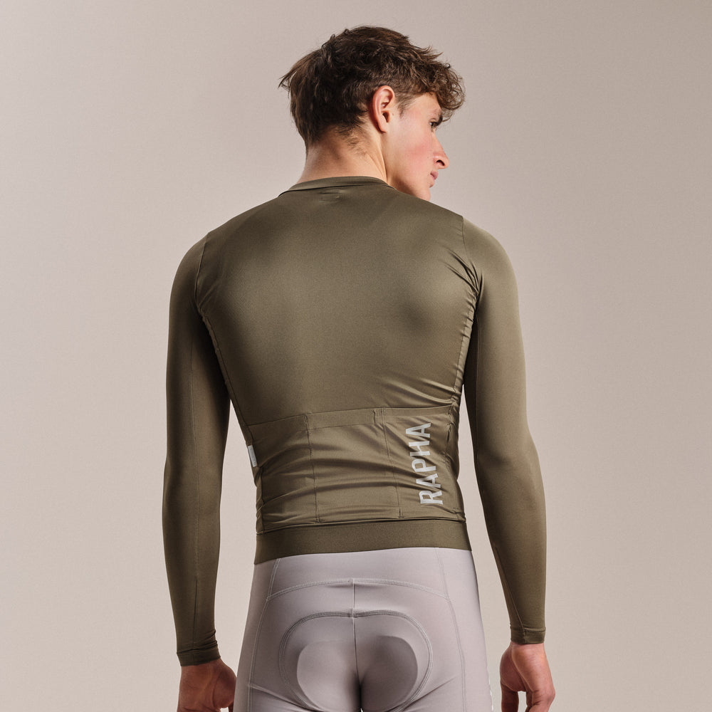 Rapha Men's Pro Team Long Sleeve Lightweight Jersey III (Moss Green/Smoky Silver) - Dragonspine Cycling
