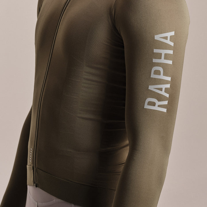 Rapha Men's Pro Team Long Sleeve Lightweight Jersey III (Moss Green/Smoky Silver) - Dragonspine Cycling