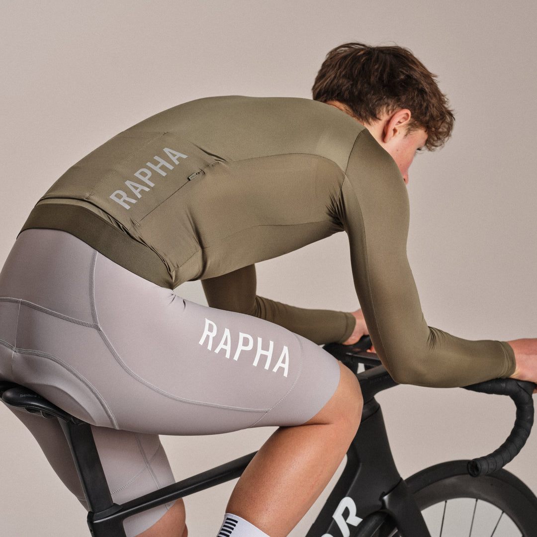 Rapha Men's Pro Team Long Sleeve Lightweight Jersey III (Moss Green/Smoky Silver) - Dragonspine Cycling