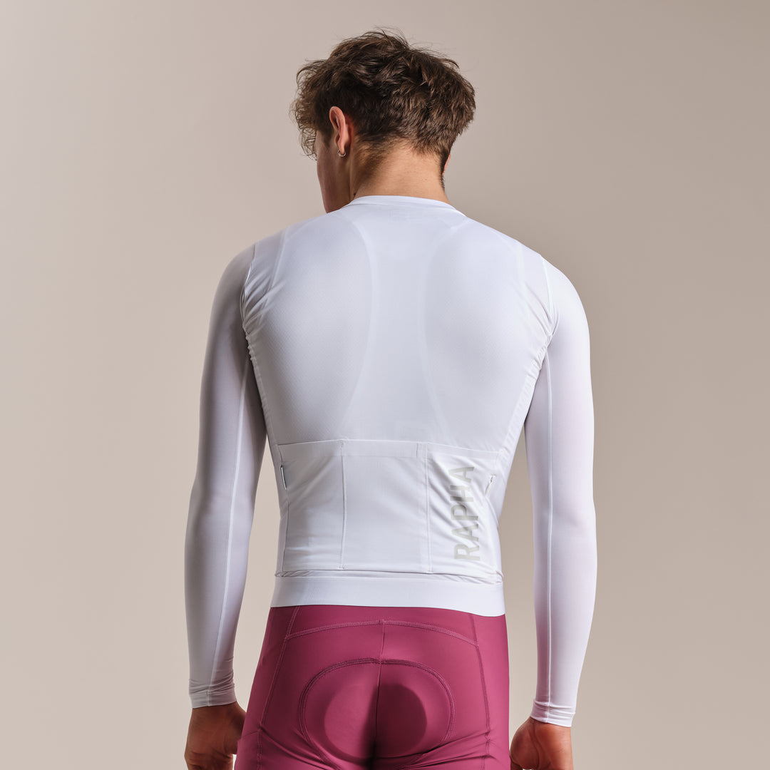 Rapha Men's Pro Team Long Sleeve Lightweight Jersey III (White/Silver) - Dragonspine Cycling